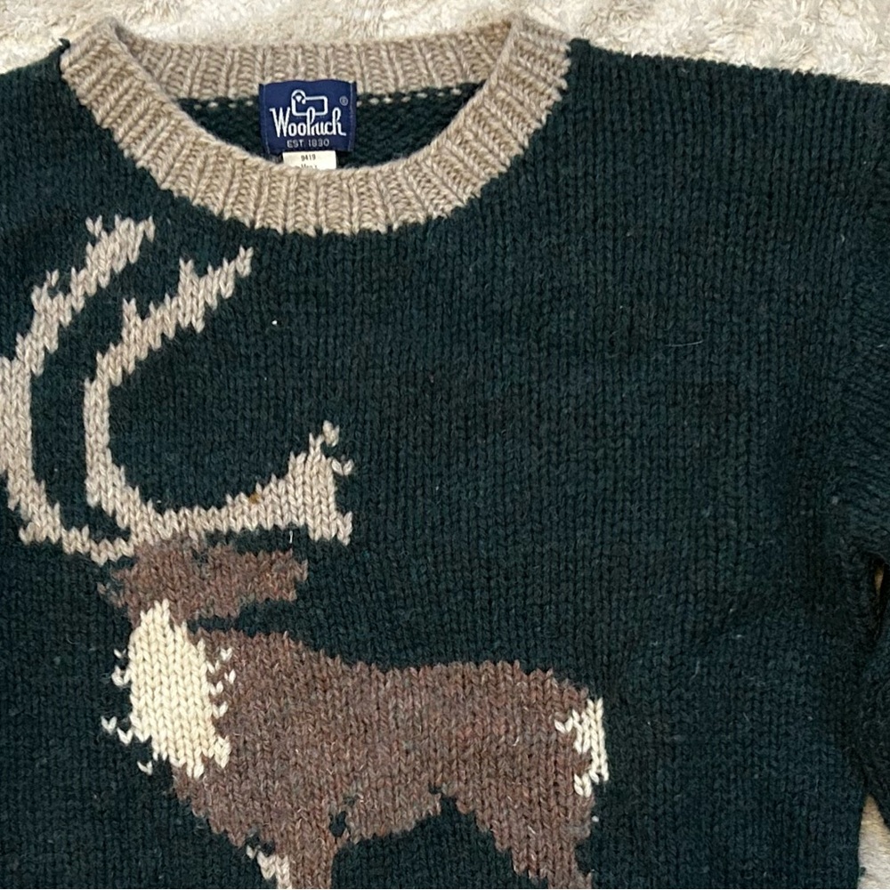 Vtg 80s Woolrich Men's Deer Sweater